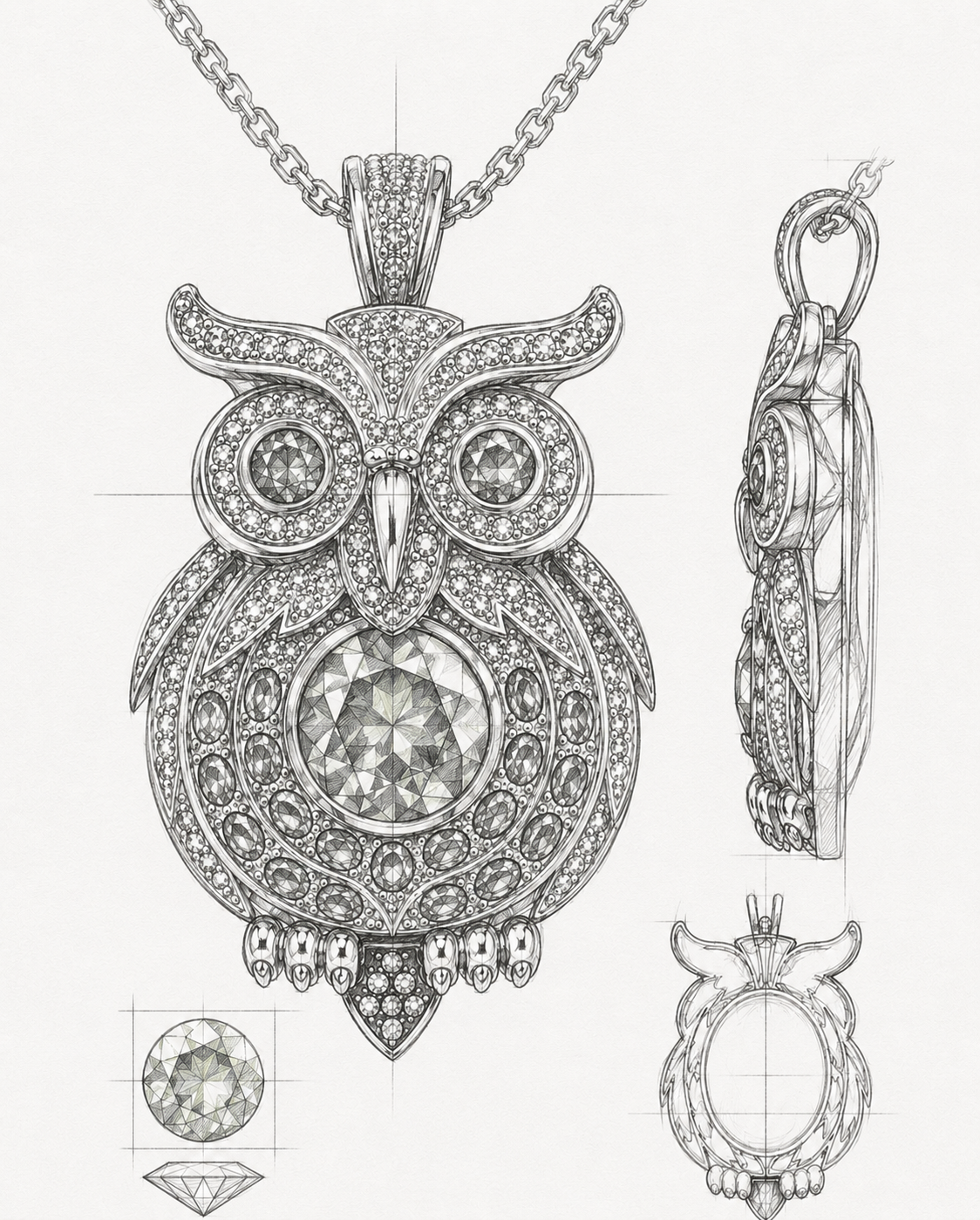 Owl pendant sketch