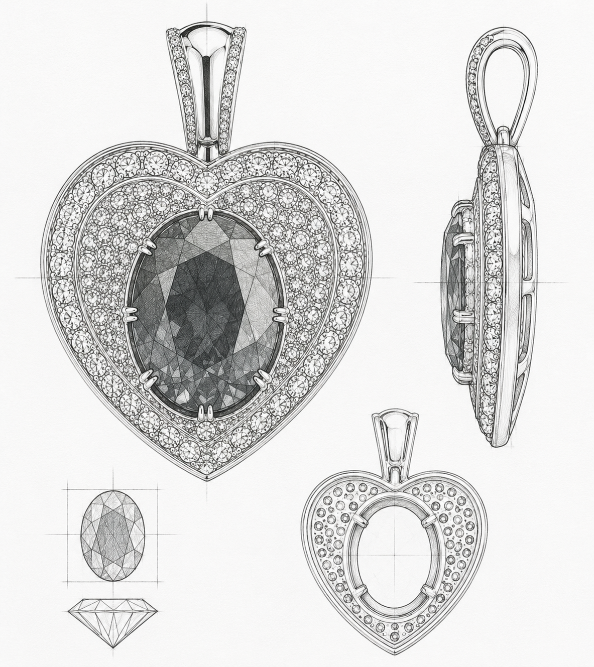 Heart pendant sketch